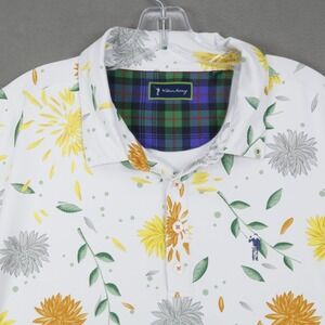 William Murray Polo Shirt Mens XL Golf Course Floral Colorful White Stretch